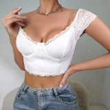 New Sexy and Pure Desire Style Lace Lace Lace Lace Beautiful Back, Collecting Secondary Breasts, Gathering Fashion Solid Color Suspended Tank Top Underwear