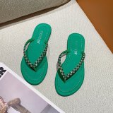 Korean version of foreign trade oversized rhinestone herringbone flat bottom slippers for women's cross-border flat bottom clip feet beach sandals
