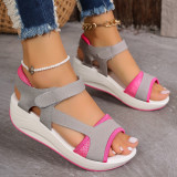Wish European and American Foreign Trade Thick Sole Velcro Colored Sandals for Women Cross border Open Toe Slope and Beach Sandals