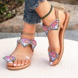 EBay European and American Foreign Trade Flat Bottom Outward Wearing Toe Sandals Women's Elastic Belt Lightweight Sweet Beach Sandals