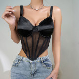 New Women's Sexy Pure Desire Black Lace Design Feels Small and Small, Slim Fit, Collar Breast Gathering, Strap Underwear