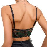 European and American summer new lingerie fashion versatile V-neck embroidery lace lace lace lace breathable beautiful back sexy camisole