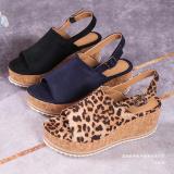 European and American large-sized summer foreign trade new style sponge cake heel buckle sandals women's hemp rope woven slope heel thick sole sandals