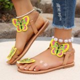European and American foreign trade lightweight oversized clip toe flat sandals, women's bow elastic band beach sandals and sandals