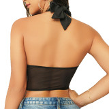 New Outwear Backless Beauty Chest Mesh Lace Sexy Spicy Girl Hanging Neck Wrapping Chest Bra Temptation and Fun Underwear