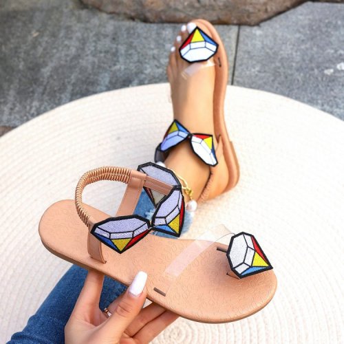 Wish European and American Foreign Trade Large Toe Flat Sandals for Women Wearing Elastic Straps Lightweight Beach Sandals