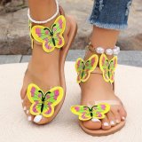 European and American foreign trade lightweight oversized clip toe flat sandals, women's bow elastic band beach sandals and sandals