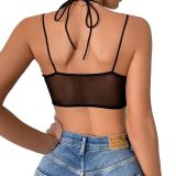 Summer New European and American Style Mesh Perspective Steel Ring with Fishbone Waist Support, Sexy and Fashionable Small Strap Chest