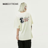 MADEEXTREME Summer New High Weight American Street Neutral Printed Knitted Top Short sleeved T-shirt for Men