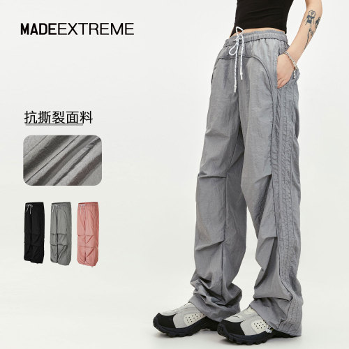 MADEEXTREME American retro pleated high-end sense niche workwear casual quick drying outdoor wide leg pants for men and women