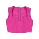 Popular American Spicy Girl Top with Fish Bone Tank Top and Sleeveless Tight Short Top for Women's Fashion Versatile
