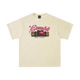 MADEEXTREME Street Bomb Pattern Printed Letter Summer 270G Fashion Brand Men's Bottom Short Sleeve T-shirt