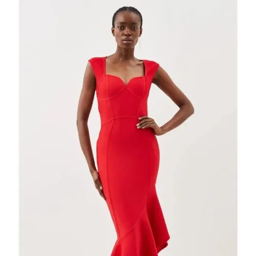 Independent Station New Year Women's Wear French Vintage Style Fishtail Bandage Dress Red Annual Meeting Dress Can Be Worn Normally