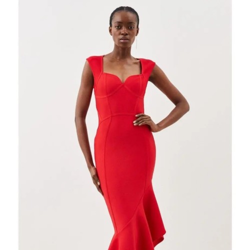 Independent Station New Year Women's Wear French Vintage Style Fishtail Bandage Dress Red Annual Meeting Dress Can Be Worn Normally