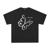 MADEEXTREME American Street Butterfly Print Heavyweight China-Chic Brand Summer Cotton Short Sleeve T-shirt Top Men
