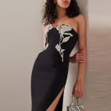 Amazon Skirt New High end Original Women's Black Bra Light Luxury Long Dress with Diamond Bandage Dress Party Dress