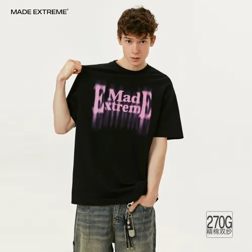 MADEEXTREME 270G Cotton Street China-Chic Illusory Letter Print Casual Men's Short Sleeve T-shirt
