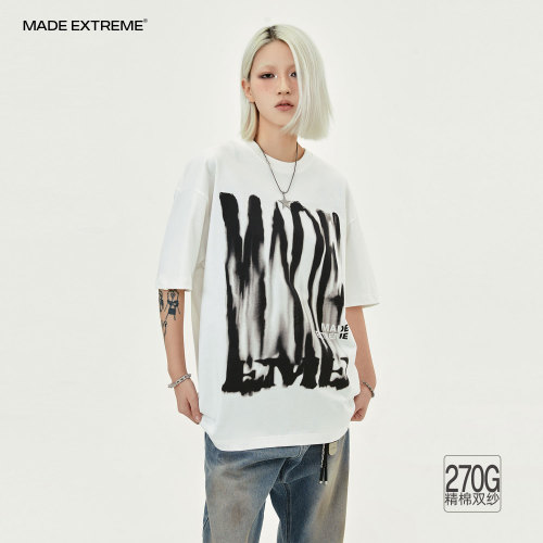 MADEEXTREME 270G refined cotton American street hand-painted letter printing summer China-Chic men's short sleeved t-shirt