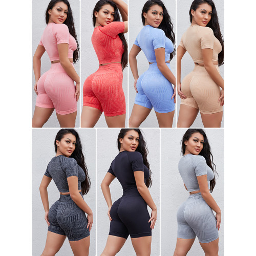 Cross border New Sports Top Long sleeved Peach Hip Fitness Pants Sports Fitness Pants Yoga Set for Women