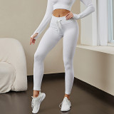 Seamless fitness yoga suit, sweat absorbing and hip lifting, high waist yoga pants, women's tight fitting long sleeved sports set