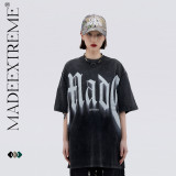 MADEEXTREME Washed Old Undercoat Street China-Chic Brand Loose Letter 250g Short Sleeve T-shirt Men's Wear