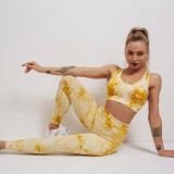 Wholesale of New Tie Dyed Yoga Dress Women's Sports and Fitness Set Comfortable High Waist Elastic Tight Yoga Pants