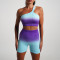 Blue purple bra and shorts two-piece set
