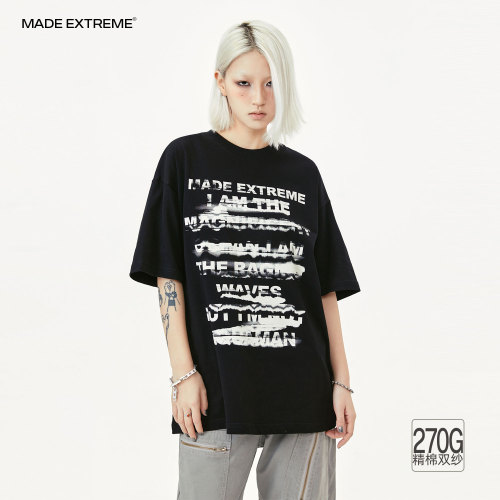 MADEEXTREME Summer 270G American Street Sub Letter Personalized Printed Men's and Women's Short sleeved T-shirts
