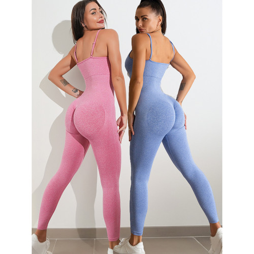 Cross border new product tank top yoga jumpsuit beauty back integrated jumpsuit seamless suit foreign trade jumpsuit fitness suit