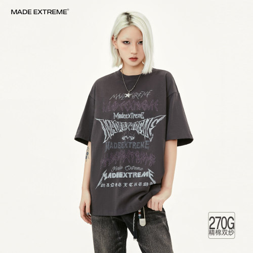 MADEEXTREME Street American Vintage Print Letter 270g Double Yarn China-Chic Men's Bottom Short Sleeve T-shirt