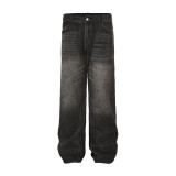 MADEEXTREME haute couture and niche street washed old bamboo vibe casual denim pants for men and women