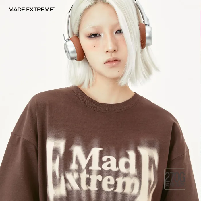 MADEEXTREME 270G Cotton Street China-Chic Illusory Letter Print Casual Men's Short Sleeve T-shirt