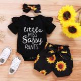 Amazon's best-selling girls' spring and autumn styles, new Korean version, popular letter printed short sleeved top+sunflower