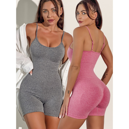Cross border new product from Europe and America, integrated camisole yoga suit shorts, seamless slim fit sports and fitness suit shorts for women