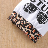 Cross border popular children's clothing summer letter short sleeved+leopard print pants set, two-piece set