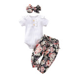 New fashionable spring and autumn printed universal letter short sleeved autumn printed long pants children's clothing set