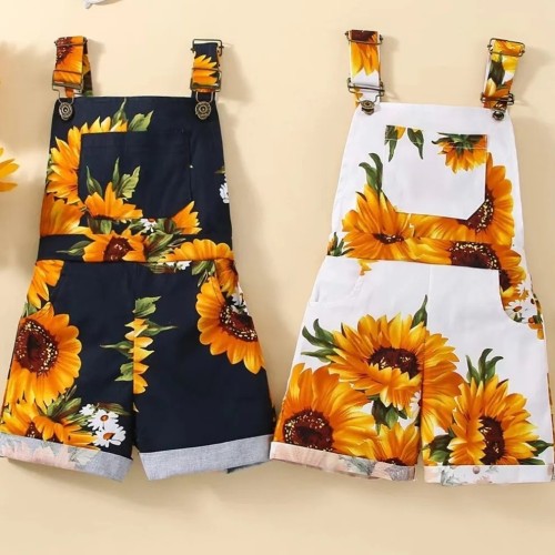 Summer Amazon Girls' Chrysanthemum jumpsuit with shoulder straps and pants is a hit