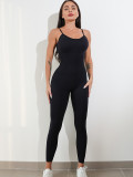 Cross border explosive version of camisole style sports jumpsuit seamlessly integrated high elasticity yoga fitness hip lifting fitness jumpsuit