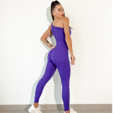 Hot selling quick drying seamless thread yoga jumpsuit in Europe and America, one-piece sleeveless elastic tight pants yoga suit for women