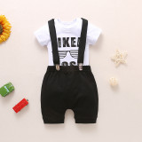 European and American infant and toddler Instagram Romper Cartoon Print One Year Old Shoulder Strap Romper Cross border Two Piece Set Wholesale One Piece Shipping