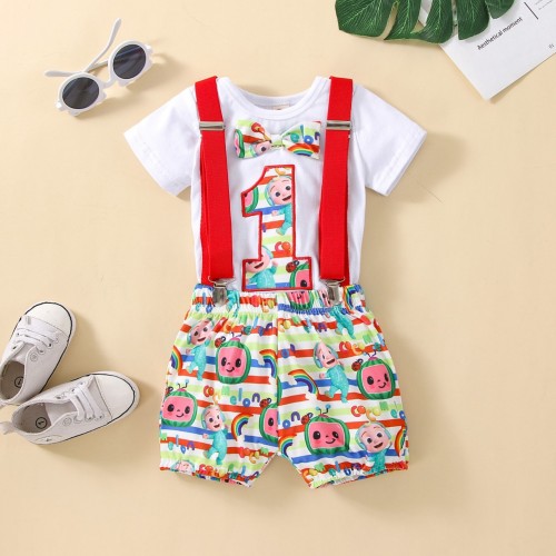 Summer New Baby Clothing European and American Strap Set for Infants and Children Cartoon Baby