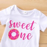 European and American Summer Baby Girl New Birthday Clothing Sweet Short sleeved T-shirt Top Donut Shorts