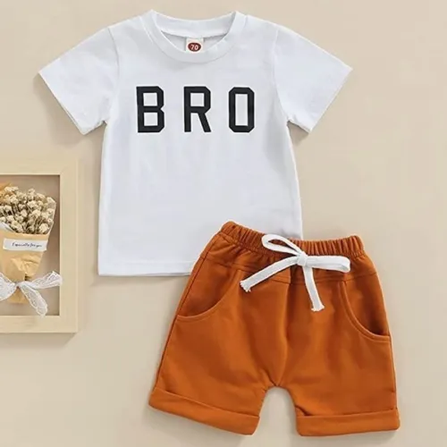 Summer New Newborn Boys Handsome Clothing Summer Short sleeved T-shirt Top Solid Color Shorts Men