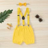 Amazon European and American Foreign Trade Infant Shorts with Strap Bow Set Two Piece Set