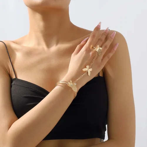 Cross border European and American jewelry Gothic exaggerated spider snake butterfly bracelet niche retro ring bracelet for women