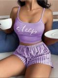 Summer Nightgown women's loose suspender Korean version two piece set summer ice silk cushion spring and autumn Shorts Set home clothes thin style