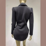 Cross border foreign trade new European and American suit skirt party evening dress long sleeve Rhinestone Sequin ultra short dress