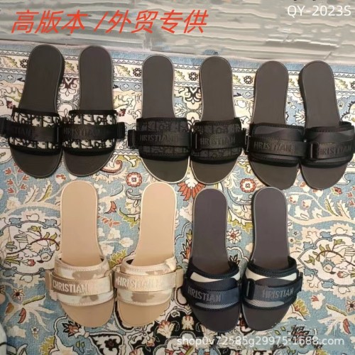 Flip flops female summer wear embroidered letters flat bottom leisure Velcro foreign trade beach sandals