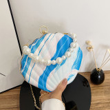 Fashionable and Popular Pearl Handheld Shell Bag Cross border New Candy Color Women's Bag Chain One Shoulder Crossbody Bag