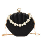 Fashionable and Popular Pearl Handheld Shell Bag Cross border New Candy Color Women's Bag Chain One Shoulder Crossbody Bag